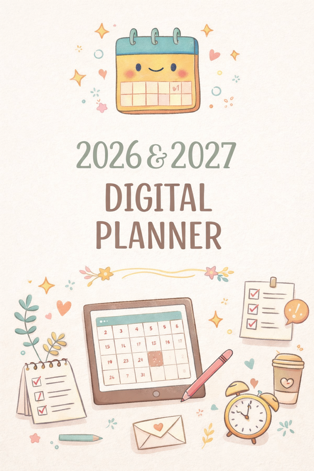Digital Planner | Daily, Weekly, Monthly Planner + Contact List & Password Tracker &etc (2026–2027)